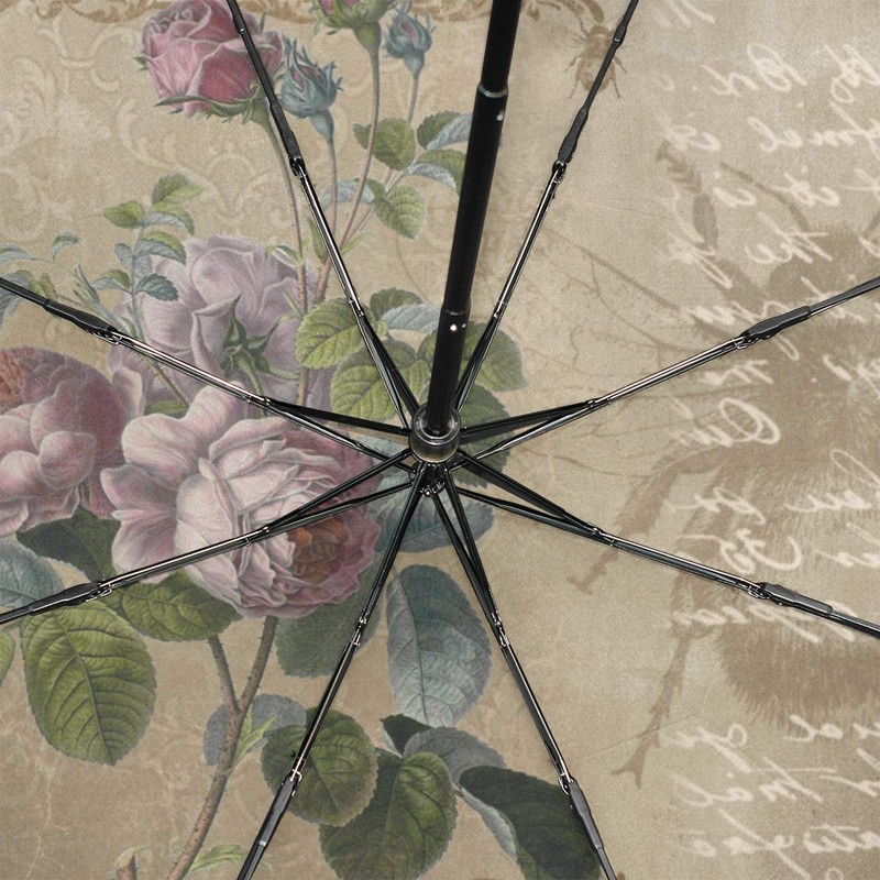 ISAOA Travel Umbrella, Non Automatic Compact Folding Retro Letter with