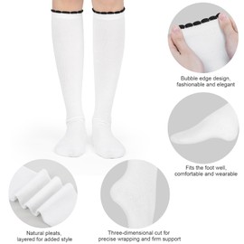 Beaulov 4 Pairs Women's Knee High Socks Girls Over the Knee Socks White