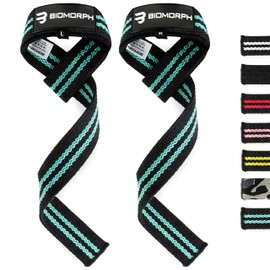 BIOMORPH Professional Lifting Straps 60 cm for Strength Training, Fitness, Bodybuilding - Lifting Straps for Men and Women with Instructions (Blue)