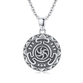 OHAYOO Hekate Necklace 925 Sterling Silver Triple Moon Goddess Necklace Hecate Pendant Necklace Hecate Wheel Necklace Hecate Amulet Jewellery Gifts for Men and Women, Sterling Silver, Zircon