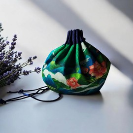 NUTFORD Oriental Theme Drawstring Printed Cloth Pouch Sachet Bag Multifunctional Use as Scented Sachet, Jewellery Bag, etc. (C)