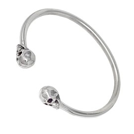 Treasure Bay Womens Girls Silver Bracelet 925 Sterling Silver Skull Open Cuff Bangle Bracelet For Women