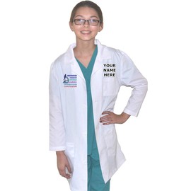 My Little Doc Custom Kids Science Lab Coat with Embroidered Name and Scientific Method Embroidery Design Size 8/10