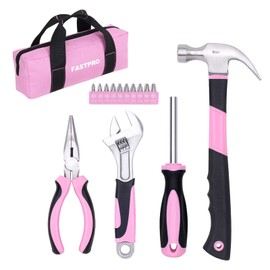 FASTPRO 15-Piece Pink Tool Kit, Household Tools set for women, Hand Tools for Home Maintenance & Repairing, includes Tool Bag