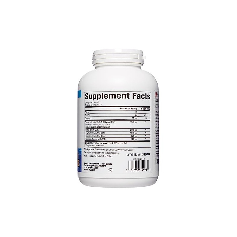 Natural Factors RxOmega3 Maximum Triple Strength 900 mg 150 Softgels