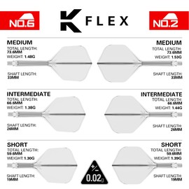 Target Darts K Flex Integrated Dart Flight and Shaft, No.2, Clear (Medium), Pack of 3 K Flex No.2, Precision Moulded 2-in-1 Dart Flights and Dart Shafts, Professional Dart Accessories