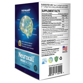 NANOWELL Neuroxall Brain Health Supplement for Enhanced Cognitive Function and Mental Clarity, Astaxanthin, Ginkgo Biloba Extract, Antioxidant - 60 Softgels X 2 Boxes for 2 Months (120 Count)
