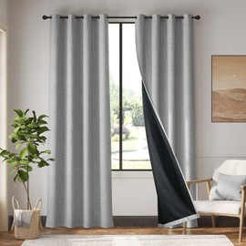 jinchan 80% Blackout Curtains for Bedroom, Linen Textured 90 Inch Curtains for Living Room, Grommet Room Darkening Drapes, Thermal Insulated Luxury Window Treatments, 2 Panels Set Light Grey