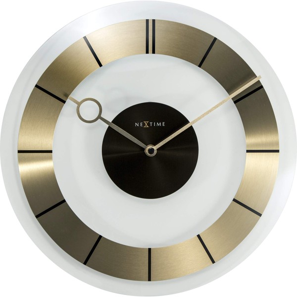 NeXtime 2790GO Retro Gold Glass Clock, 31.0 x 31.0 x