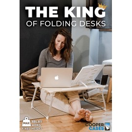 Cooper Mega Table Plus - Premium XXL Extra Large Lap Desk w/Book Stand | Multifunctional Folding Laptop Stand for Bed, Laptop Desk for Bed, Laptop Bed Stand, Laptop Bed Tray, Floor Desk (Black Onyx)