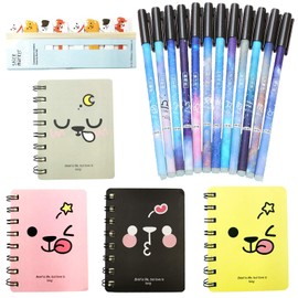DUGYIRS 12 Pieces Erasable Gel Pens Fine Point Mistakes Disappearance Pen with 4 Pieces Small Notebooks and 1 Dog Sticky Note for Drawing Writing Planner Crossword Puzzle