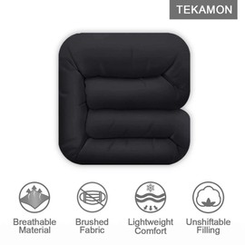 TEKAMON All Season Twin Comforter Winter Warm Summer Soft Quilted Down Alternative Duvet Insert Corner Tabs, Machine Washable Luxury Fluffy Reversible Collection for Hotel, Black