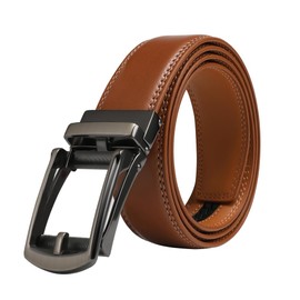 VRLEGEND Leather Belt Men's Automatic Belt Men's Leather Men's Belt Automatic Suit Belt Jeans Belt Men Adjustable Buckle 3.5 cm Wide, brown