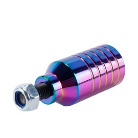 Orivin 2pcs Pro Stunt Scooter Pegs – Rainbow Black Aluminum with 12.9 Step Axle & Mounting Nut for 5050s Grinds