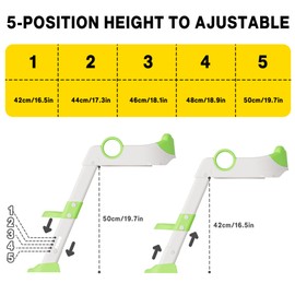 Potty Training Seat, Upgrade 2 in 1 Potty Training Toilet with Step Stool Ladder and Height Adjustable Legs, Non-Slip Pad, Comfortable for Toddlers, Kids, Boys, Girls, Green