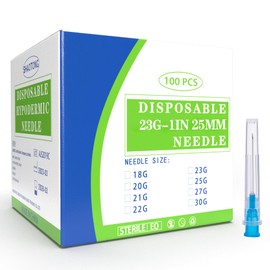 Meterbox 100 Pack 23 Ga 1 inch Disposable Needles with Caps for Scientific and Industrial Dispensing Individually Wrapped