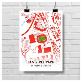 GroundDesigns ST HELENS SAINTS RFC Rugby League Gift LANGTREE PARK Stadium Art A3 Print TOTALLY WICKED