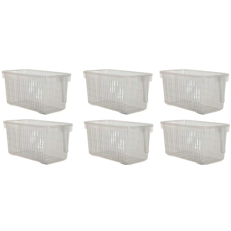 Set Of 6 Clear Storage Caddy Baskets With Handle Easy