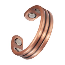 EnerCoppeX Copper Magnetic Ring for Women, Lymphatic Drainage Adjustable Ring, 3500 Gauss Magnet (B)