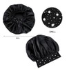 YeeMan Hair Bonnet Glittering Pearls and Rhinestones Satin Bonnet Wide