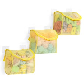 Bath Toy Storage, Goowin Bath Toy Holder, 3 Compartment Large Openings Bath Toy Organizer, Large Capacity Bath Tub Toy Holder, Kids Bathtub Toy Storage for Accessing & Sorting Toys (Yellow, Upgrade)