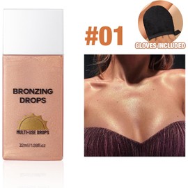 Loción Bronceadora para Cuerpo, Base Maquillaje Waterproof, 01 Matte, Iluminador Perlado, Piel Radiante, Resistente agua y al sudor, Fácil Aplicación y Rápida Absorción, Todo Tipo de Piel