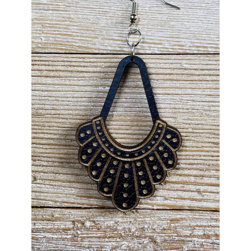 RBG Ruth Bader Ginsburg Dissent Collar Earrings from Black Stained