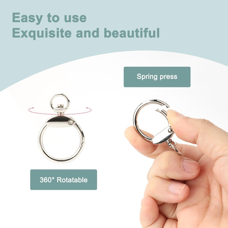 12pcs Round Spring Snap Hooks Swivel Ring Carabiner Clips Eyelet