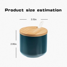 ORARTMM Ceramic Salt Jar with Wooden Lid and Spoon, Elegant Salt Shaker with Lid in Emerald Green, Modern Salt Container for Kitchen and Table, Stylish Salt Pot with Measuring Spoon