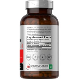 Horbäach Creatine Monohydrate Capsules | 3500mg | 300 Count | Non-GMO and Gluten Free Supplement