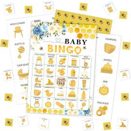 Baby Shower Bingo Card, Bumble Bee Bingo Game For Adults Large Group Family Friends, Gender Neutral Baby Shower Bingo Set, Honey Bee Bingo Kit For Gender Reveal Party, Holiday Games For 24 Players -08