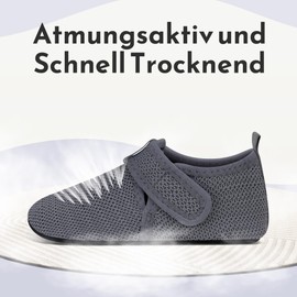 Kyopp Slippers for Children, Boys and Girls, with Elasticated Band, Velcro, Barefoot Shoes, Nursery, Non-Slip Slippers with Slit Strap, Toddler Shoes