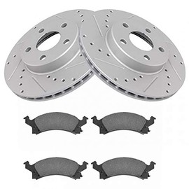 TRQ Front Performance Drilled & Slotted Brake Rotor & Posi Ceramic Pad Set