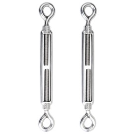 WiMas Pack of 2 M10 Adjustable Turnbuckles Wire Tensioner, 304 Stainless Steel Turnbuckle Eyes and Eyes Set, Wire Rope OO Tension