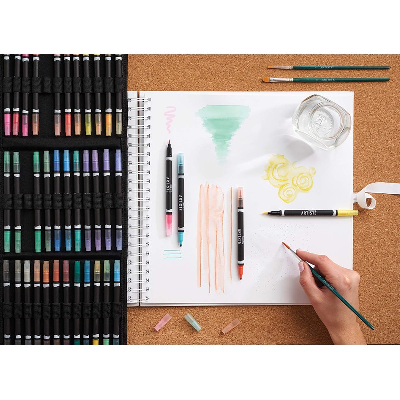 DOCRAFTS ARTISTE Watercolour Dual-Tip Pens and Caddy with Brush and