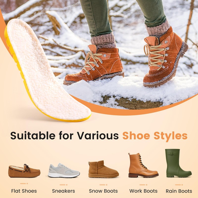 Warm Insoles for Shoes, Unisex, Mens 8-8.5 Womens 10-10.5 (270mm)