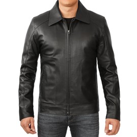 fjackets Thomas Black Leather Jacket Men | [1104825] XL