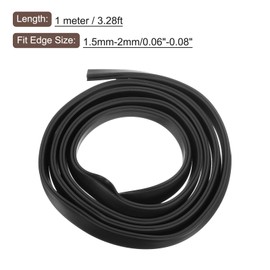 sourcing map sourcing map U Channel Edge Trim, 3.3ft Length Rubber Guard Seal Strip Edge Protector Round Type Fit for 1.5-2mm Edge, (5/16" W x 19/32" H) Black