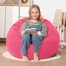 HABUTWAY 2 FT Bean Bag Chair,Giant Bean Bag Chairs,Big Bean Bags with Memory Foam Filled, Large Beanbag Chairs with Soft Corduroy Cover-Pink