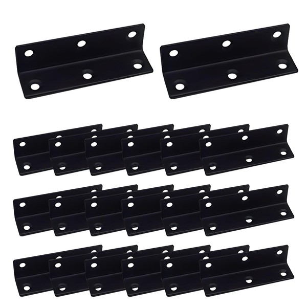 Voittozege 20pcs Black Stainless Steel Shelf Bracket Tight Angle Bracket,L