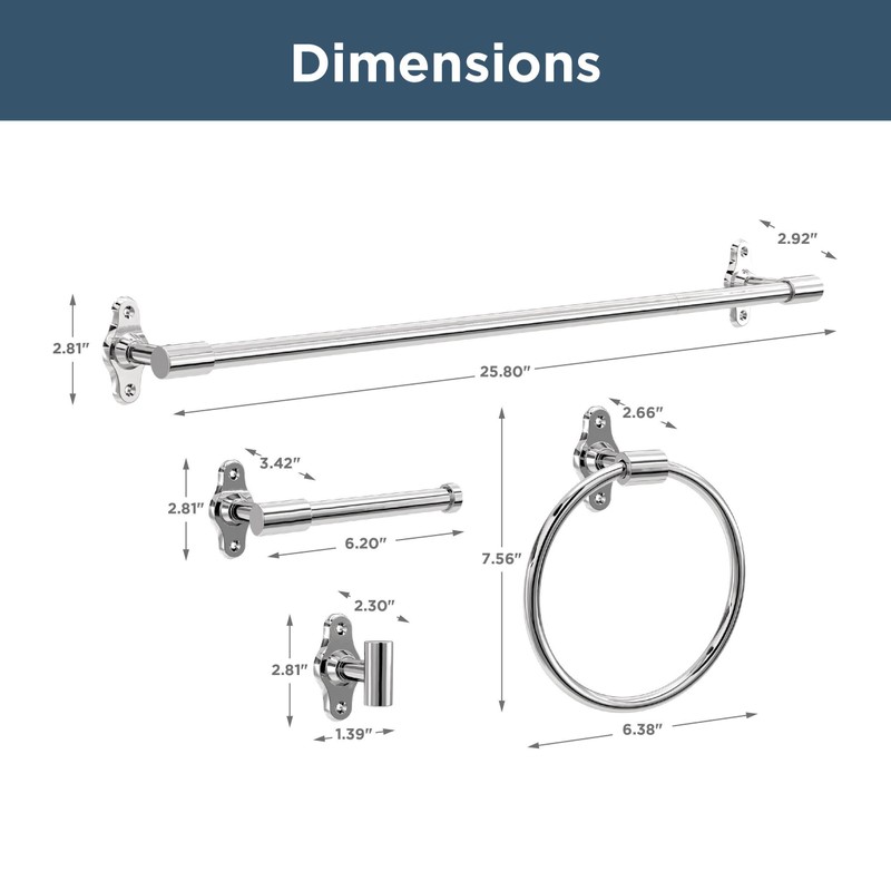 Franklin Brass Calloway (4-Pack) Bathroom Set Polished Chrome 18" +