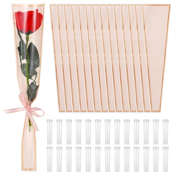 200 Flower Packaging Kit, 100 Pcs Single Flower Sleeves Wrapping