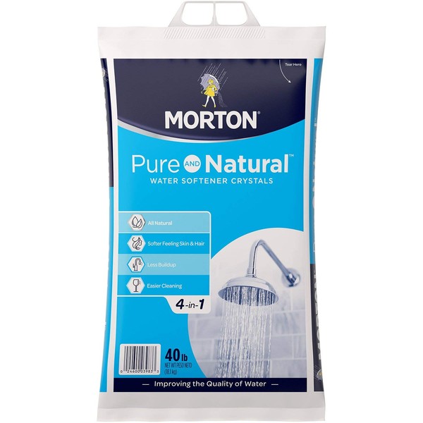 Morton U26624S Pure AND Natural Water Softening Crystals, 40-Pound,White