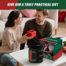 UUP Magnetic Wristband for Tools, Tool Belt Wrist Band with 15 Powerful Magnet, Adjustable Wrist Screws Holder, Gifts for Men, Him, Dad, Stocking Stuffers for Men, Mechanics, Woodworker, Handyman