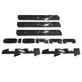 6Pcs Sierra Elevation 4x4 Emblem 3D Rear Tailgate Door Badge Nameplate Letter Sticker Decal Replacement for 2019-2022 Sierra 1500 2500HD 3500HD (Overlay Emblem Gloss Black)