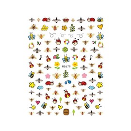 Little Bee Nail Sticker Henny Ladybug Animal Cherry Crown Flowers Nail Decal 529 Wg679 Nail Wraps Art Stickers Manicure Supplies for Women for Home Nails Full Long Lasting Easy Apply and Remove
