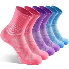 IRAMY Compression Ankle Support Crew Socks Men Women Coolmax Wicking Plantar Fasciitis Relief Running Hiking Socks 3 Pairs