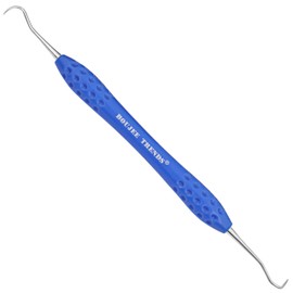 Professional Dental Tools Tartar Scraper for Dentist, Personal Use and Pets Plaque Remover for Teeth, Premium Oral Care Double Ended Dental Scaler | H5/33 Stainless Steel (Blue, Silicone Handle)