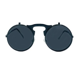 Inlefen Round Vintage Men's Metal Circle Sunglasses Women Men Sunglasses UV400 Protection, Black C2