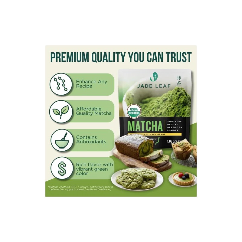 Jade Leaf Matcha Matcha Orgánico En Polvo Jade Leaf 30